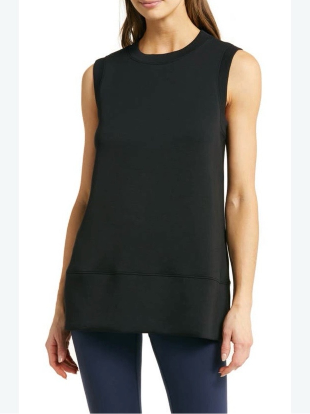 SPANX Air Essential Black Sleeveless Crewneck Tunic Tank